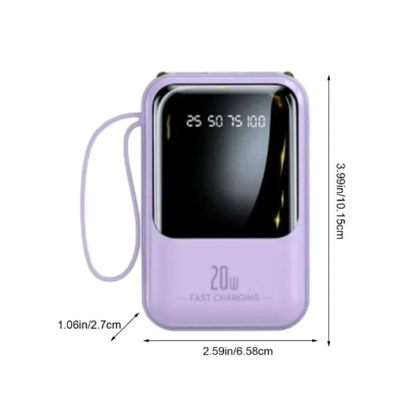Mini Power Bank with Built In Cables