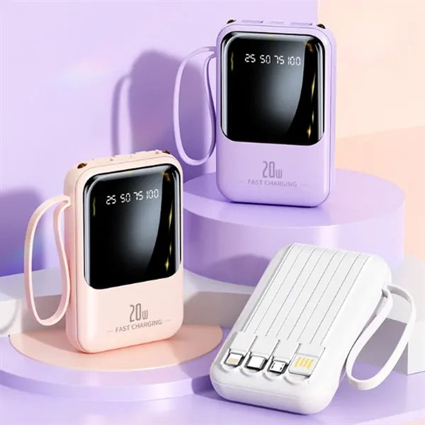 Mini Power Bank with Built In Cables
