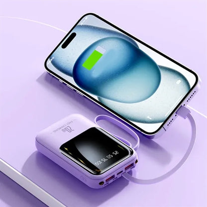 Mini Power Bank with Built In Cables