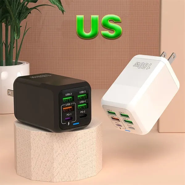 150W Multi-Port  Charger with 4 USB & 2 PD Ports