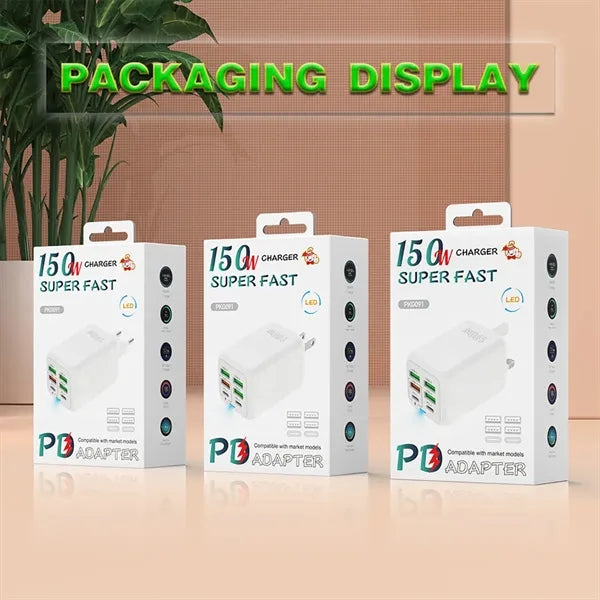 150W Multi-Port  Charger with 4 USB & 2 PD Ports