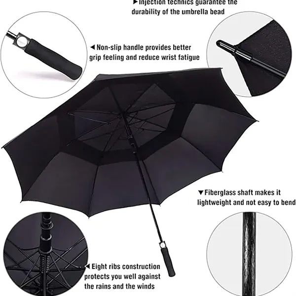 Golf Automatic Open Large Double Canopy Vented Umbrella