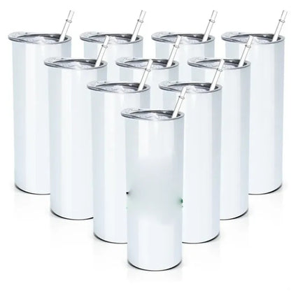 20Oz. Tumblers Skinny Straight W/ Lids And Straws Bulk Cups