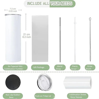 20Oz. Tumblers Skinny Straight W/ Lids And Straws Bulk Cups