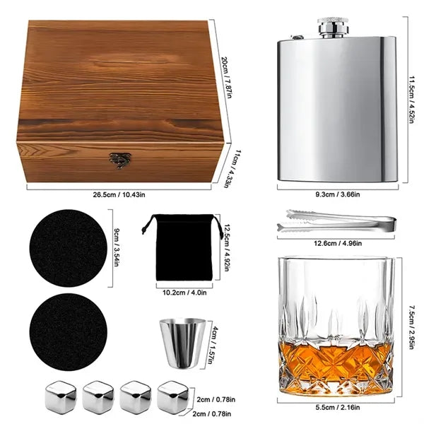 Whiskey Drinking Glasses With Flagon Gift Set