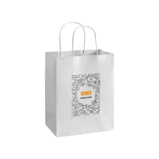 Printed White Paper Shopping Bags (14" x 10" x 15.5")