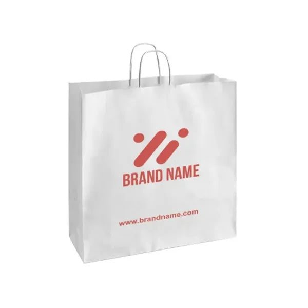 Printed White Paper Shopping Bags (14" x 10" x 15.5")