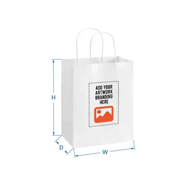 Printed White Paper Shopping Bags (14" x 10" x 15.5")