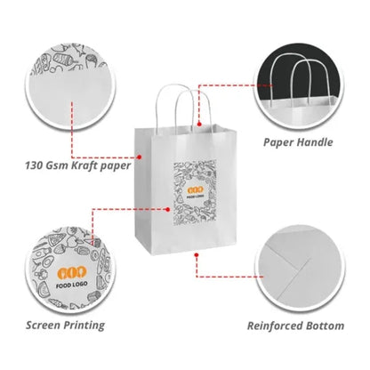 Printed White Paper Shopping Bags (14" x 10" x 15.5")