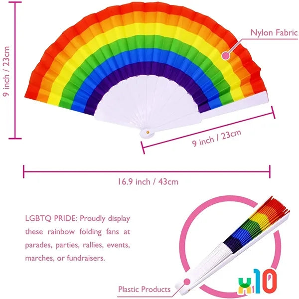 Folding Rainbow Hand Held Fan