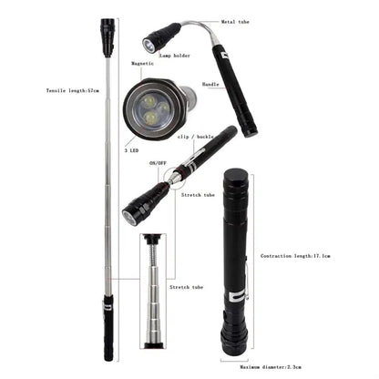 Portable 3 LED Telescopic Flexible Extensible Flashlight