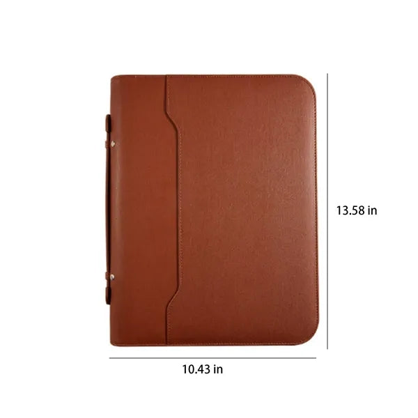 Leather Zippered Business Portfolio With Handle Documents