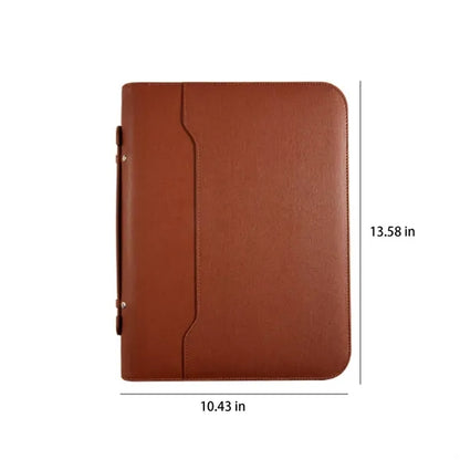 Leather Zippered Business Portfolio With Handle Documents