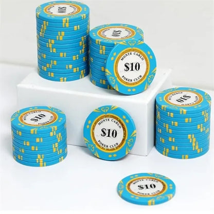 Custom Ceramic Poker Chips Set Casino Style Club Gaming Coin