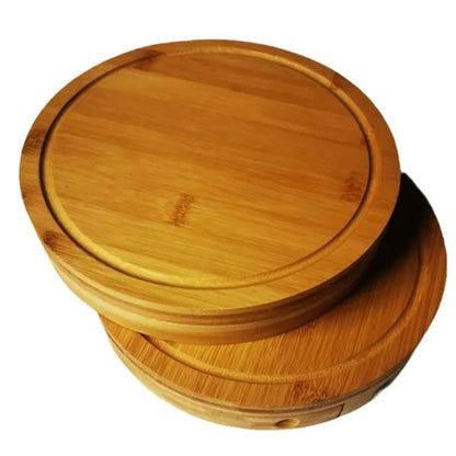 Bamboo Board Set With Folding Knife Storage Outdoor Picnic