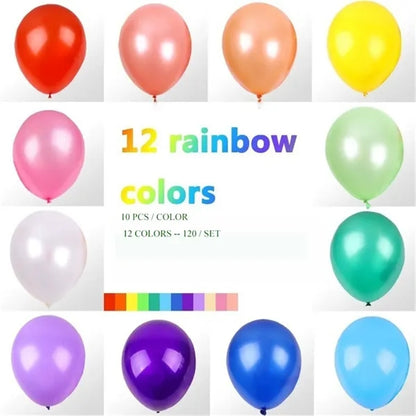 12-Inch Balloons  120 Set  Assorted Colors for Events