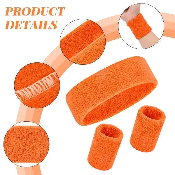 Three-Piece Sport Headband And Wristband Set (Embroidered)