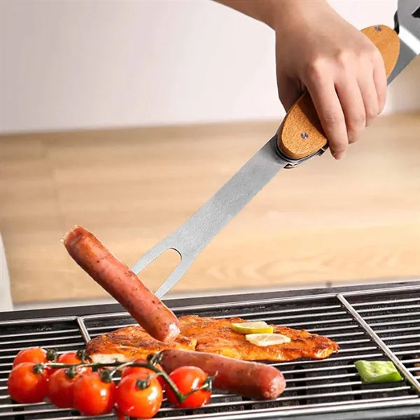 BBQ Tool Set with Wooden Handles