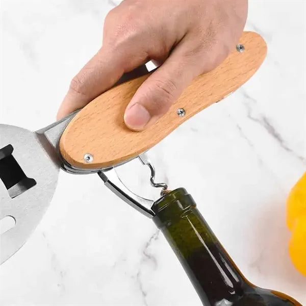 BBQ Tool Set with Wooden Handles
