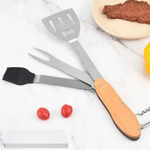 BBQ Tool Set with Wooden Handles