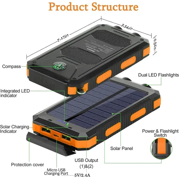 Portable 10000mAh Solar Charger