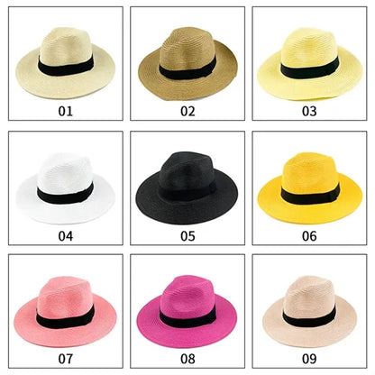 Wide Brim Straw Sun  UV Protection Beach Hat Summer Cap