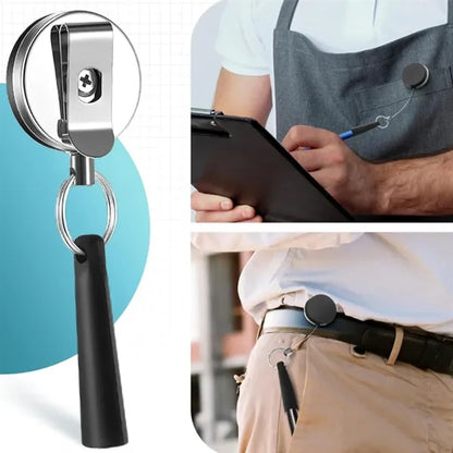 Retractable Keychain with Pen Holder