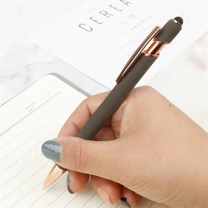 Rose Gold Metal Ballpoint Pen With Stylus