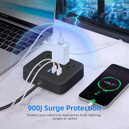 3-Outlet Extender Power Strip with 3 USB Ports/Night Light