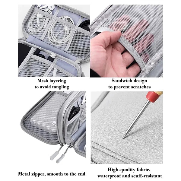 Small Electronics Accessories Organizer Bag with Handle