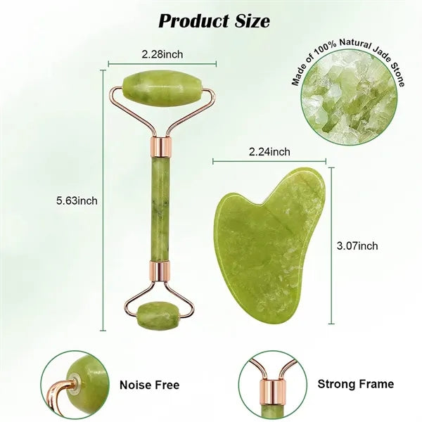 Jade Roller Facial Gua Sha Tool Set Scraping Massage Kit
