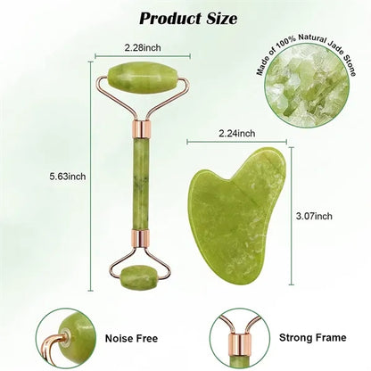Jade Roller Facial Gua Sha Tool Set Scraping Massage Kit