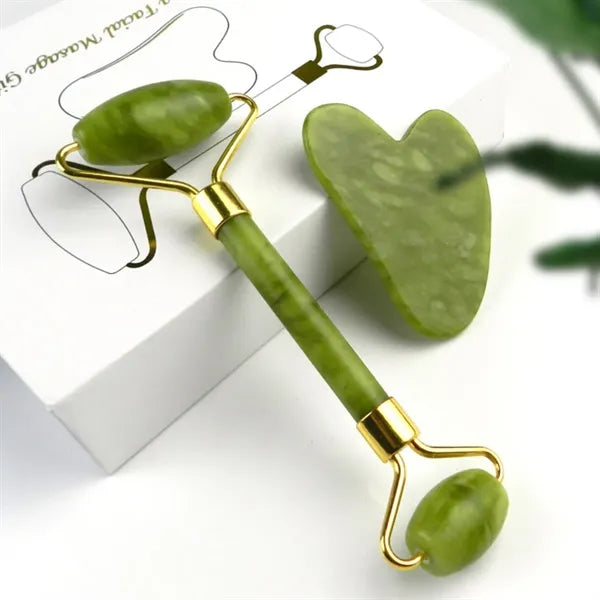 Jade Roller Facial Gua Sha Tool Set Scraping Massage Kit