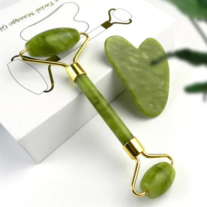 Jade Roller Facial Gua Sha Tool Set Scraping Massage Kit