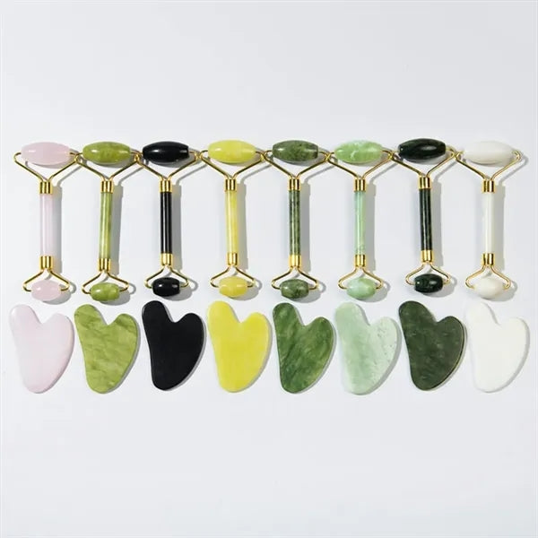 Jade Roller Facial Gua Sha Tool Set Scraping Massage Kit