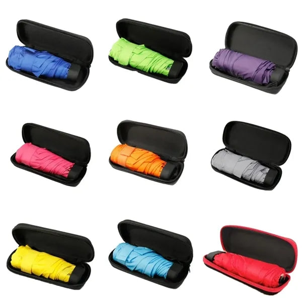 Compact Folding Travel Umbrella with Case Windproof Portable