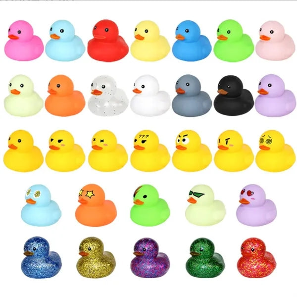 Colorful Rubber Duck Mini Floating Bath Toys Squeezable