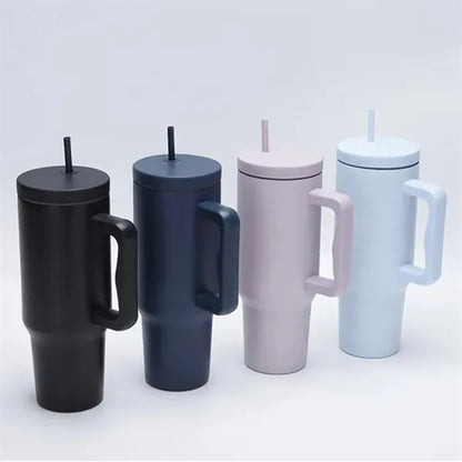 40 oz. Insulated Stainless Steel Vacuum Tumbler Handle Straw