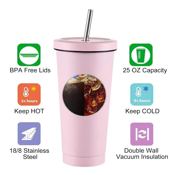 25 oz. Stainless Steel Insulated Tumbler with Straw