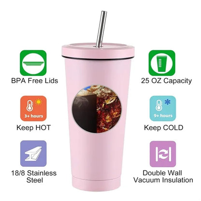25 oz. Stainless Steel Insulated Tumbler with Straw