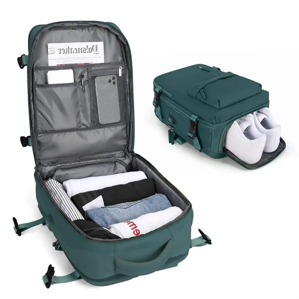 Large Carry On Travel Backpack with Shoe Compartment
