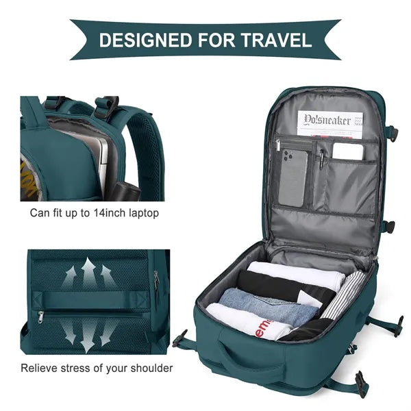 Large Carry On Travel Backpack with Shoe Compartment