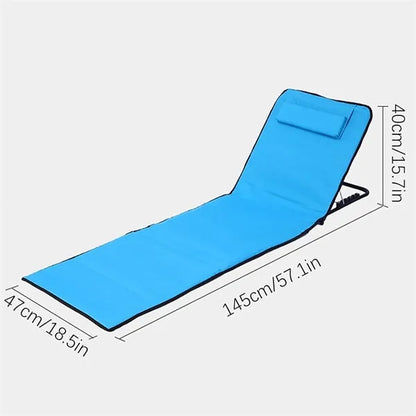 Foldable Beach Lounge Mat with Adjustable Backrest Portable