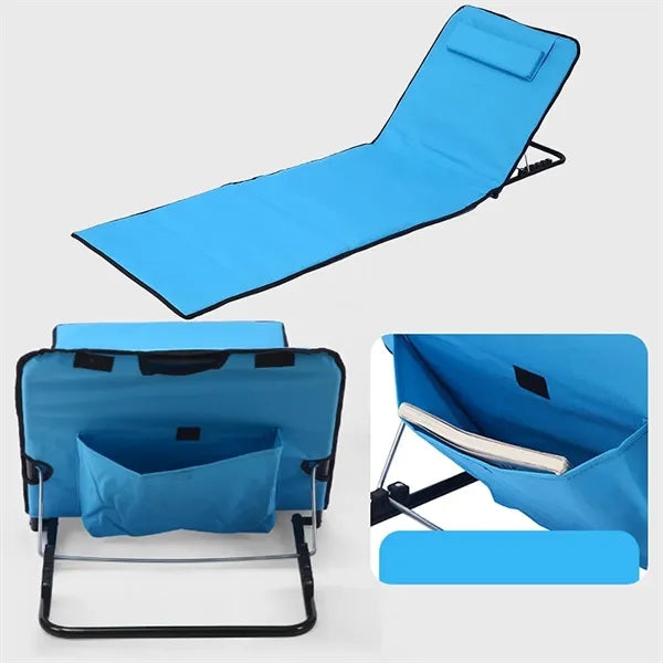 Foldable Beach Lounge Mat with Adjustable Backrest Portable