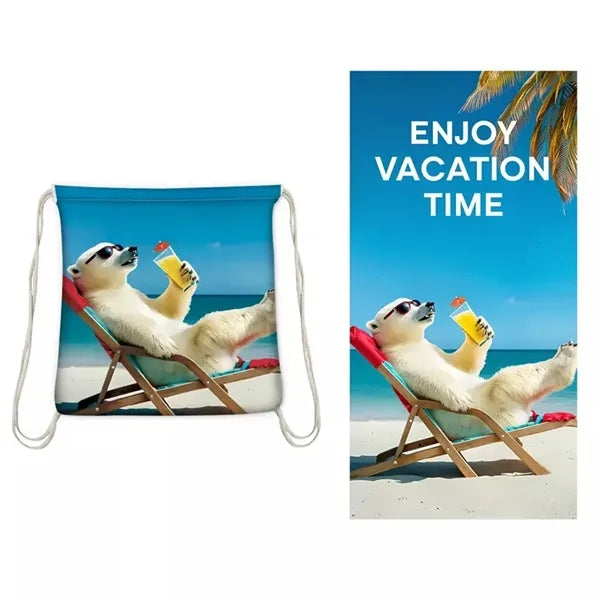 Custom Print Portable Microfiber Beach Towel Backpack 2 in 1