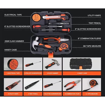 Compact General Hand Tool Kit Home Essentials 9-Piece Set