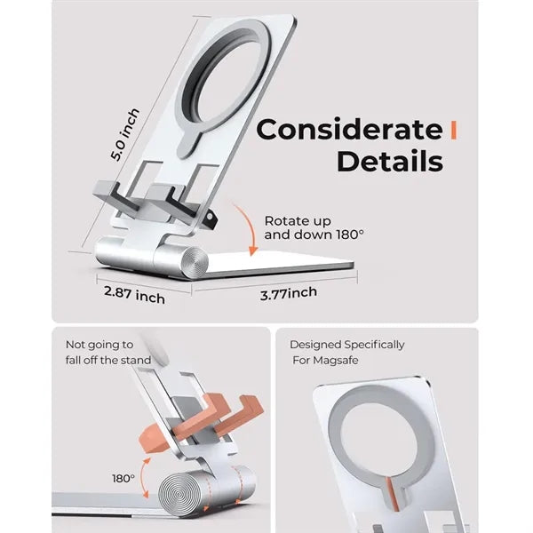 Foldable MagSafe Phone Holder Charger Stand Adjustable Angle