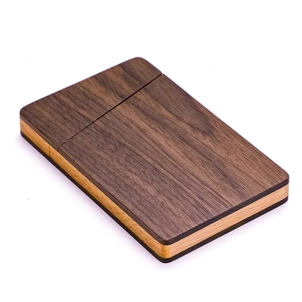 Portable Slim Wooden Business Wood Card Holder Case