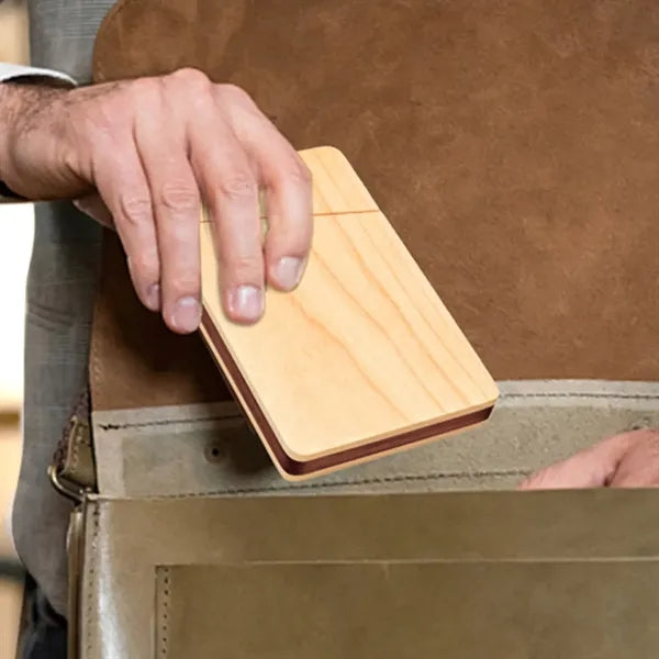 Portable Slim Wooden Business Wood Card Holder Case