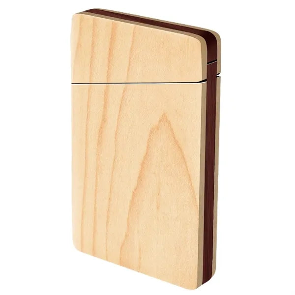 Portable Slim Wooden Business Wood Card Holder Case